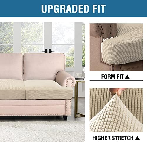 HVERSAILTEX Stretch 3 Piece T Cushion Slipcovers with Elastic Bands