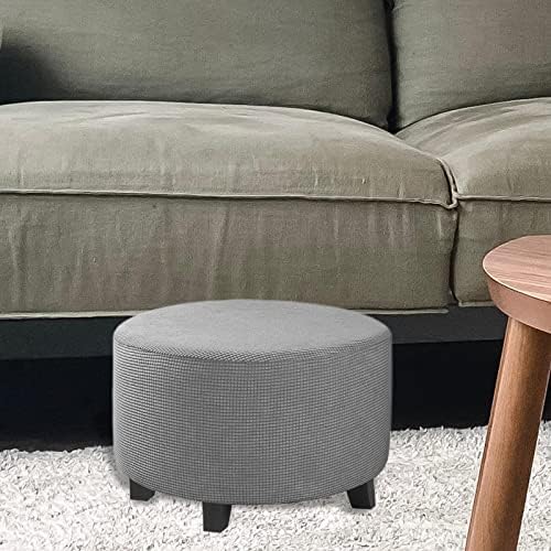 Gazechimp Round Stretch Ottoman Cover Gray 1