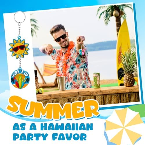 Remuuly 36 Pcs Tropical Keychain Set for Party Favors