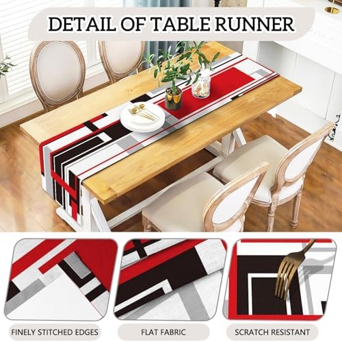 MCALK Abstract Red Chair Covers Set of 4 and Table Runner