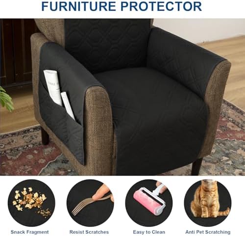 HAOYONG 100 Waterproof Armchair Cover 20 Inch Black