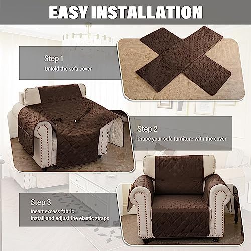 TOMORO Non-Slip Sofa Slipcover with 5 Pockets - Waterproof and Durable