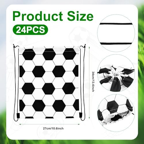 24pcs Soccer Drawstring Party Bags for Sports Themed Parties