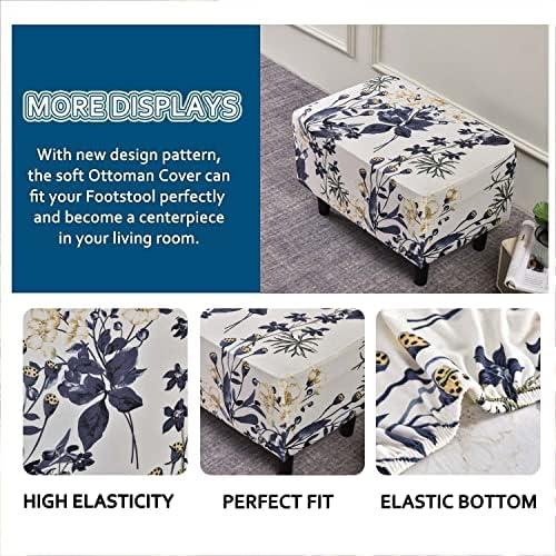 YESMOO Wingback Chair Cover Set with Ottoman and Storage Stool