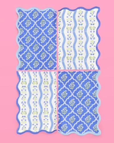 Coastal Wavy Floral Napkins - 24 Pack 3-Ply