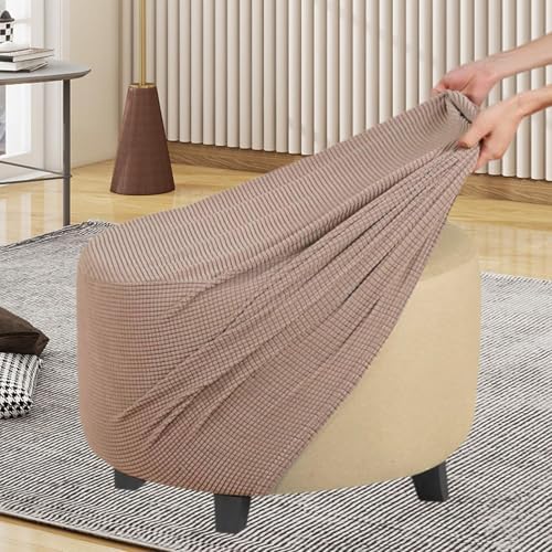 Lightweight Stretch Ottoman Slipcover for Round Ottoman