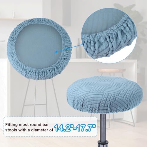 PATIKIL Dark Blue Round Bar Stool Covers 2 Pcs
