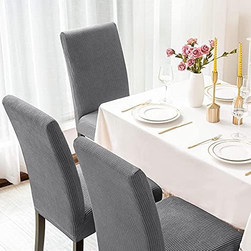 Light Grey Dining Chair Slipcover Set of 4 1
