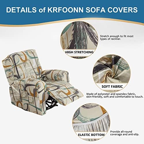 KRFOONN Stretch Recliner Slipcover 4-Piece Living Room Cover