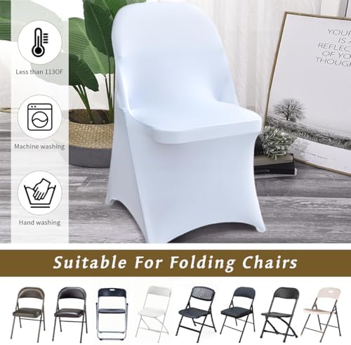 30 Pcs White Folding Chair Covers for Events and Parties