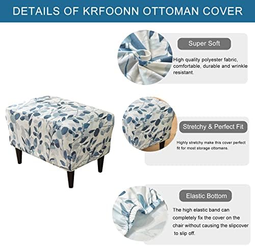 KRFOONN Stretch Ottoman Cover for Footstool Furniture Protector Large