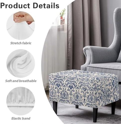 Retro Pattern Large Ottoman Slipcover Footstool Cover