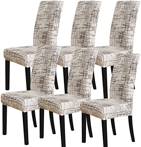 FORCHEER Dining Chair Covers Set of 6 with Geometric Print 1