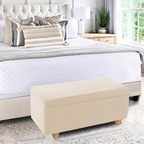 2 Piece Stretch Storage Ottoman Cover with Elastic Bands