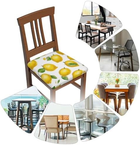 6 PCS Yellow Dining Chair Seat Covers Set