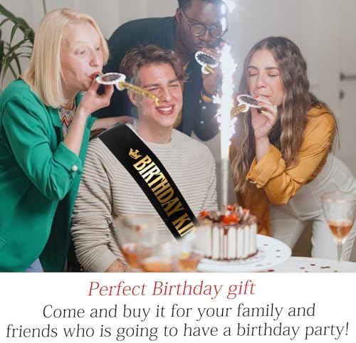 Birthday King Sash for Men with Golden Satin Lettering
