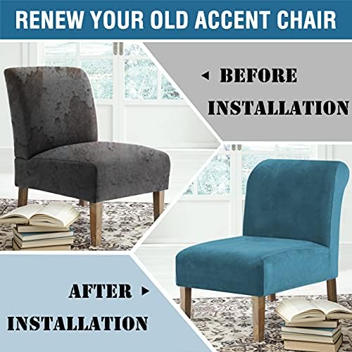 HVERSAILTEX Velvet Armless Chair Cover Peacock Blue