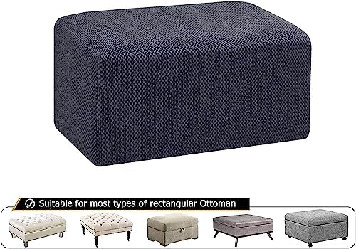 Tophacker Yellow Jacquard Ottoman Cover for Rectangle Ottomans