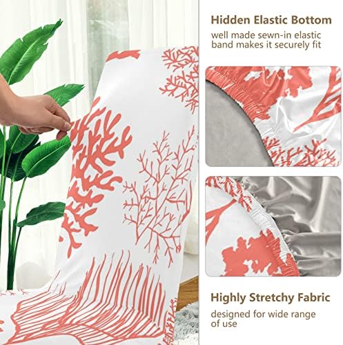 Xigua Beautiful Coral Chair Covers 4 Pack Dining Room Slipcovers