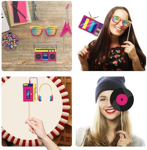 M AMFEOV 80s Photo Booth Props 40 Pcs Set