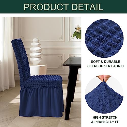 CHUN YI Dining Chair Covers Set of 4 Navy
