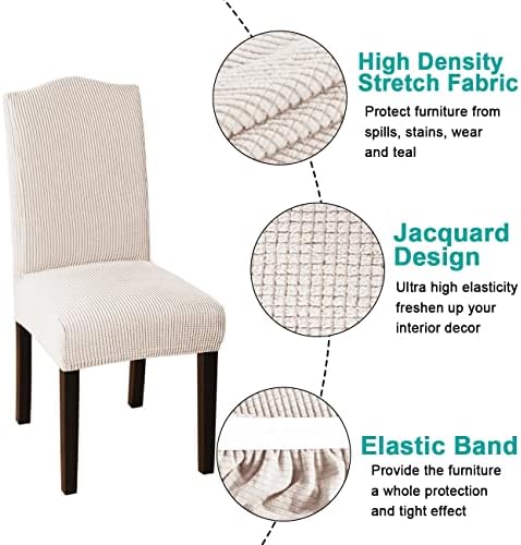 Turquoize Chair Covers Set of 2 for Dining Chairs Ivory
