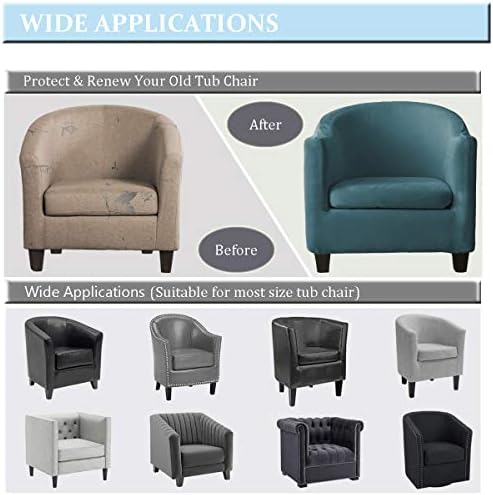 2 Piece Velvet Tub Chair Covers - Spandex Slipcovers for Armchairs 1