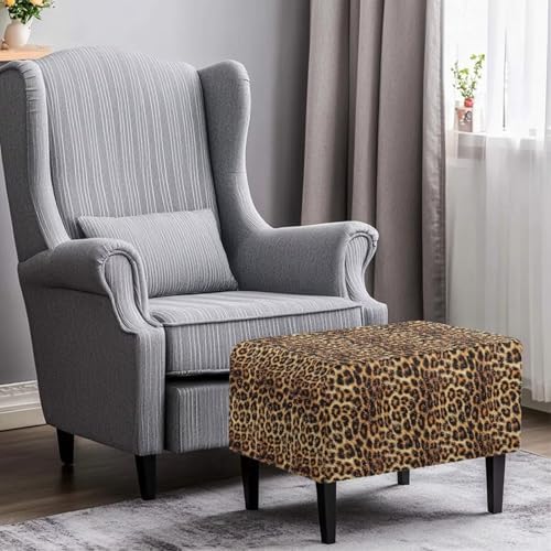 Talayituse Brown Leopard Print Stretch Velvet Stool Cover 1