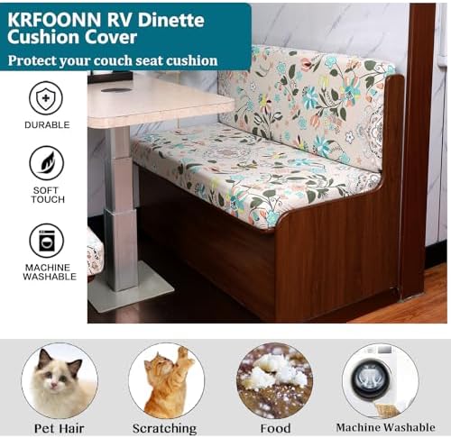 KRFOONN RV Dinette Cushion Covers Set 2 Backrest 2 Bench