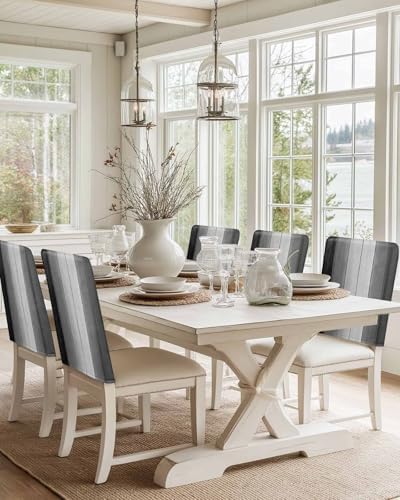 Black Grey Gradient Wood Board Dining Chair Cover 4 Pack