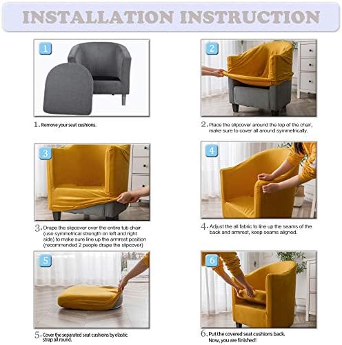2 Piece Velvet Tub Chair Covers - Spandex Slipcovers for Armchairs 1