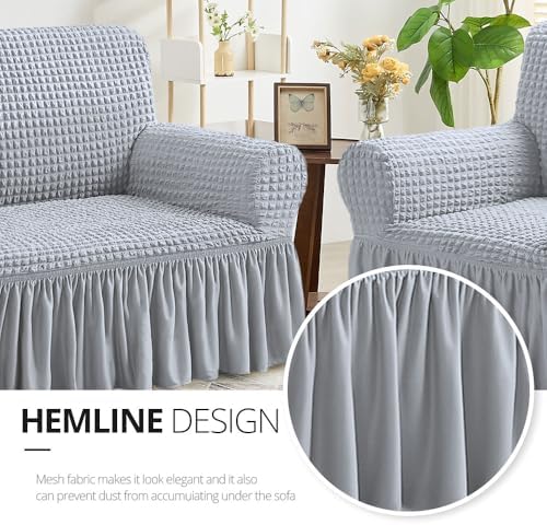 NICEEC Sofa Slipcover Grey 3 Seater Universal High Stretch Durable Cover