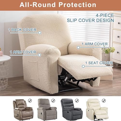 Eco-Ancheng 4-Piece Recliner Chair Covers with Storage Pockets 1