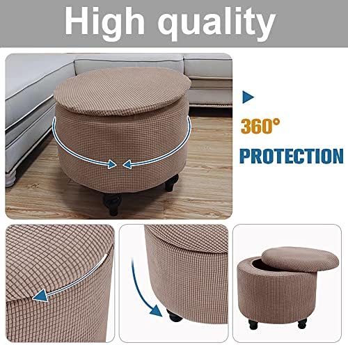 Stretch Khaki Jacquard Fabric Stool Cover for Home Decor