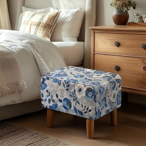 Floral Pattern Ottoman Slipcover for Stools and Footstools