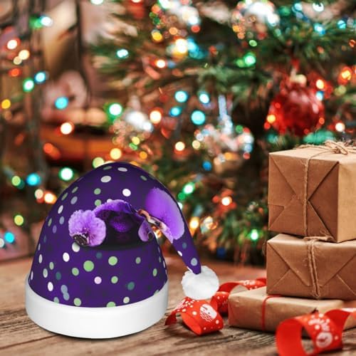 Purple Poodle Polka Dots Christmas Hat with LED Lights