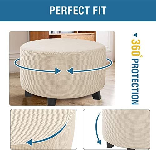 ZIKY Round Ottoman Slipcover Beige XL