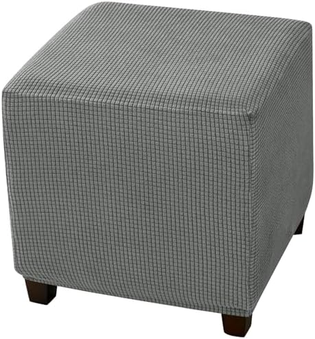 Dark Grey Small Stretch Storage Ottoman Slipcover