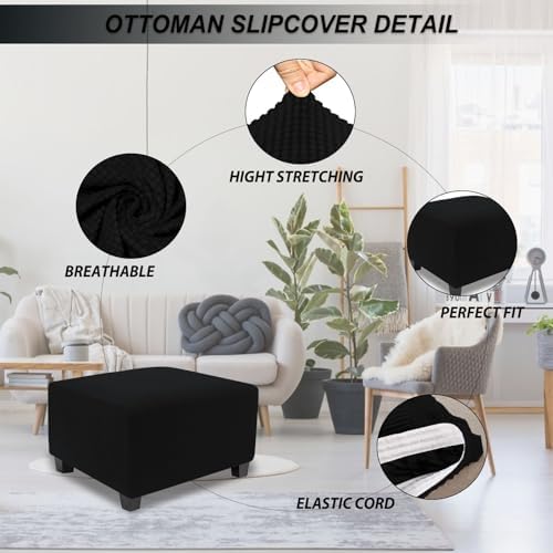 NeColorLife Thick Stretch Stool Cover for Ottomans