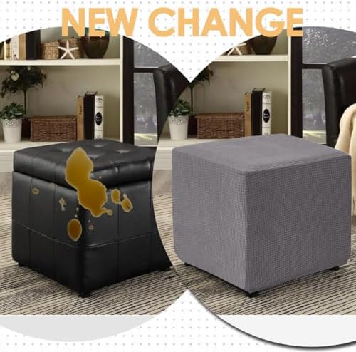 Waterproof Square Ottoman Cover with Elastic Band