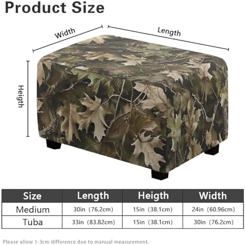 Xoenoiee Forest Camouflage Stool Cover for Rectangle Ottoman