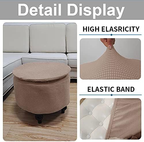 Stretch Khaki Jacquard Fabric Stool Cover for Home Decor