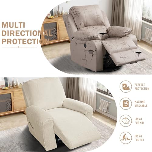Vctops 4 Piece Cotton Linen Recliner Slipcovers 1