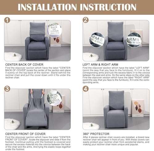 SearchI Recliner Slipcover 4 Piece Taupe