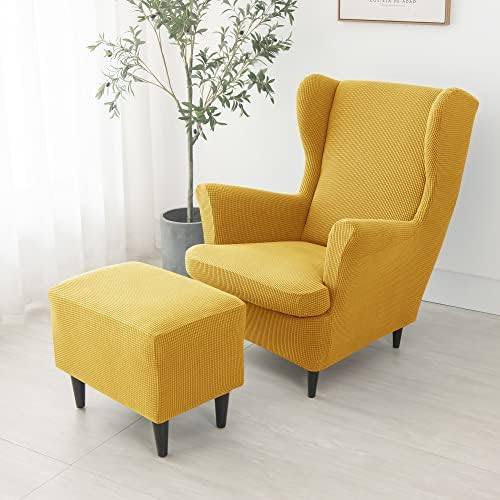 CONRUSER Stretch Ottoman Covers Soft Jacquard Slipcovers 1