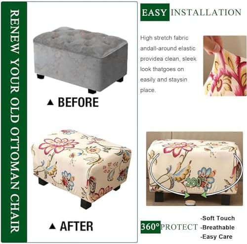 Lovehogue Printed Ottoman Chair Cover with Elastic Bottom