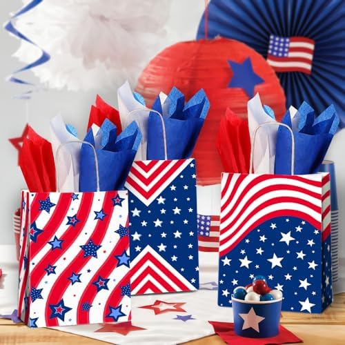JOYGATHER 24 Pcs Patriotic Party Favor Bags