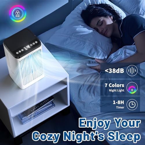 HUSUIME Portable Air Cooler with 4 Speeds and Touch Screen - White