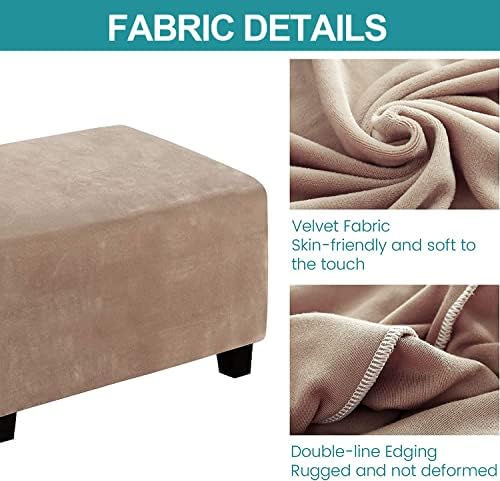 Velvet Ottoman Covers Rectangle XL Stretch Footstool Slipcover