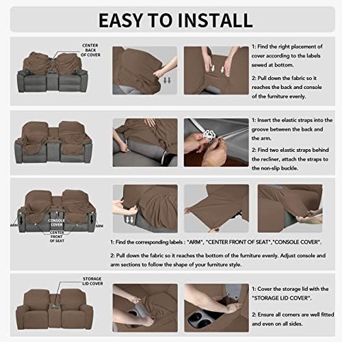 Easy-Going 1 Piece Stretch Reclining Loveseat Cover with Console